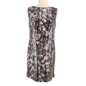 Suzi Chin Stretch Sequined Snakeskin Mini Shift Dress Womens Size 6